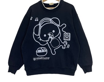 Pick!! Rilakkuma Crewneck Sweatshirt Rilakkuma Sweater Rilakkuma Big Logo Printed Crewneck Sweatshirt Size L