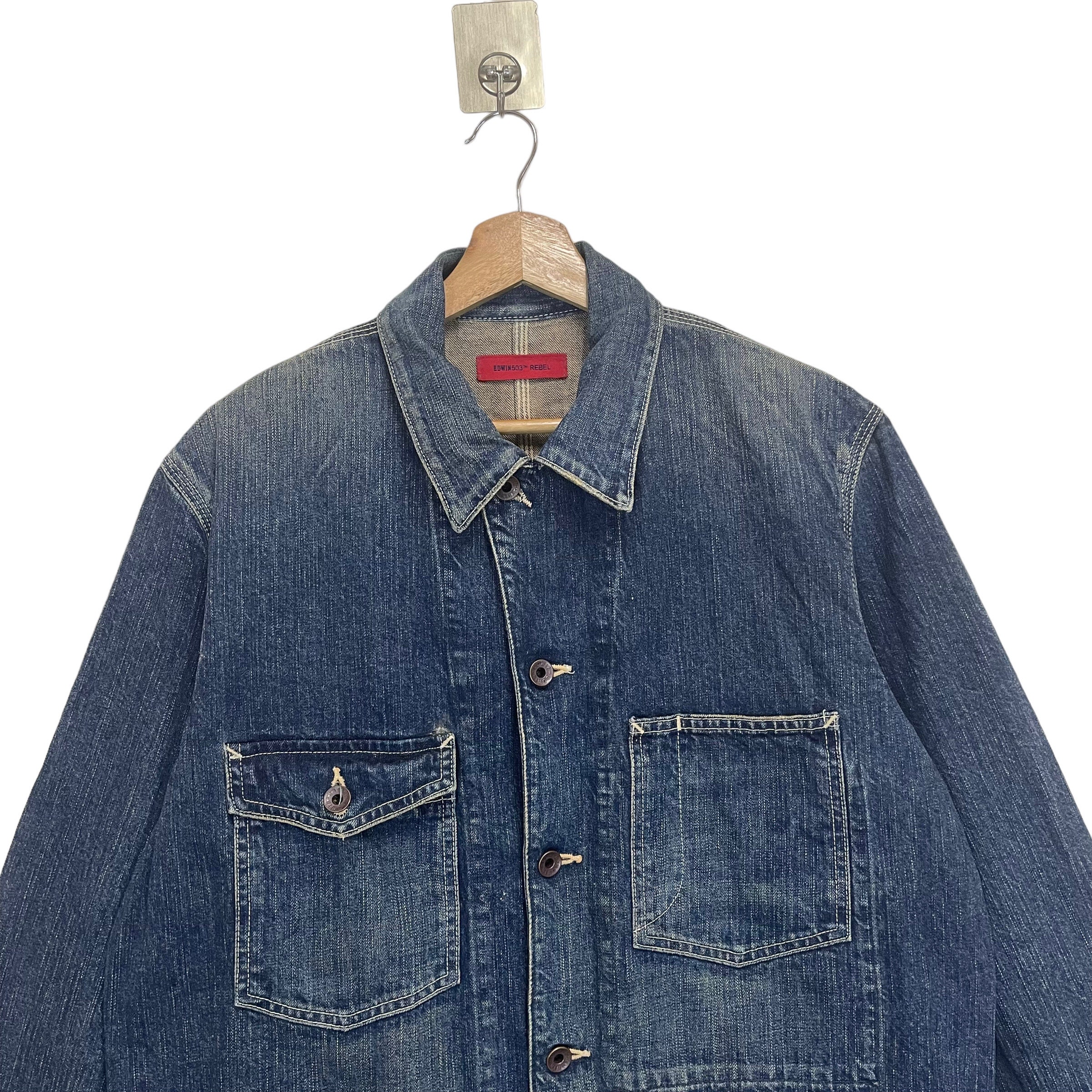 bnmdko　　EDWIN503 Rebel Vintage PICK!! Vintage 90s Edwin 503 Rebel Chore Denim Jacket Size M