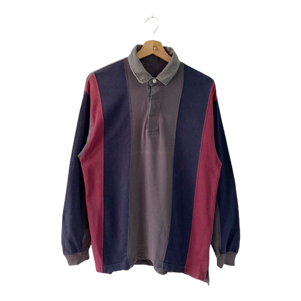 Pick!! Vintage 90S Rugby Polo Shirt Longsleeve Polo Rugby Stripe Polo Rugby Polo Rugby Collar Size M Livingtee