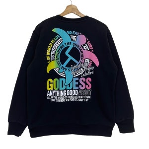 ¡ELIGE! ¡Excepcional! Sudadera de cuello redondo vintage Team Goddess Surf Suéter Team Goddess Sudadera de cuello redondo con logo grande Team Goddess talla M