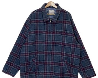 90s PIKO check shirt jacket blue