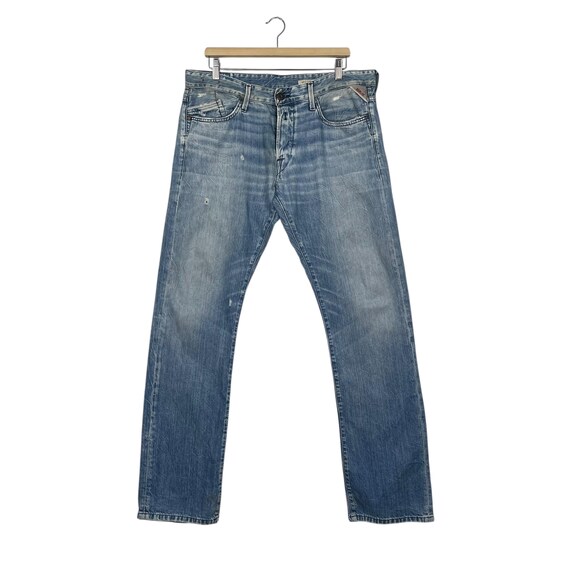 Replay Zipper Fly Jeans Replay Light Blue Distressed Denim W 36 - Etsy