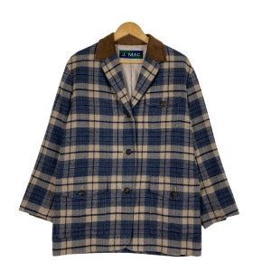 Pick!! Vintage 90s JMAC Checkered Plaid Wool Jacket Size M