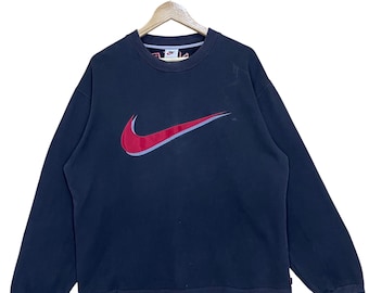ピックアップ!! 90年代ヴィンテージ ナイキ スウッシュ クルーネック スウェットシャツ ナイキ セーター ナイキ ビッグロゴ クルーネック スウェットシャツ サイズL