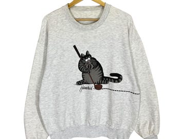 PICK!! Vintage 90s Crazy Shirts Hawaii B. Kliban Cat Big Logo Crewneck Sweatshirt Crazy Shirts Hawaii Crewneck Sweatshirt Size L