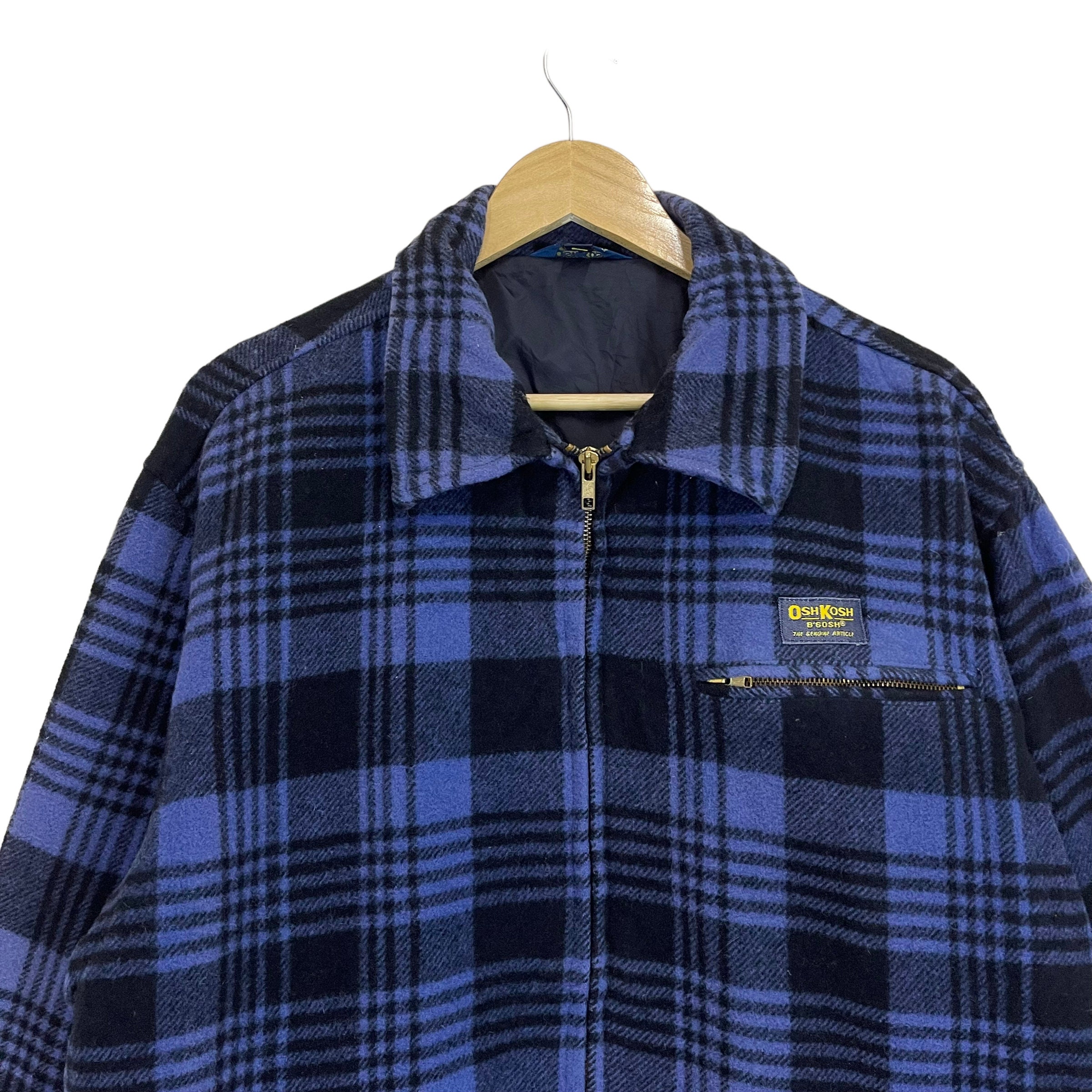 Pick!! Vintage 90s Oshkosh B'gosh Blue Checkered Plaid Wool Jacket