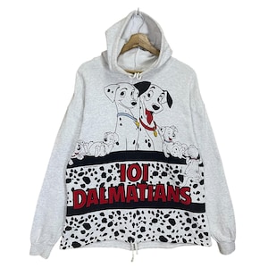 Pick!! Vintage 90s 101 Dalmatian Dog Theme Graphic Pullover Hoodie Dalmatian Dog Hoodie Dalmatian Dog Big Logo Pullover Hoodie Size M