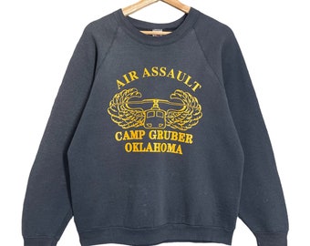 Pick!! Vintage 90s Air Assault Camp Gruber Oklahoma Crewneck Sweatshirt Air Assault Camp Gruber Oklahoma Big Logo Crewneck Sweatshirt Size M