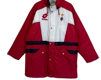 PICK!! Vintage Ac Milan Coach Jacket Ac Milan Jacket Ac Milan Lotto Long Coach Jacket Size M