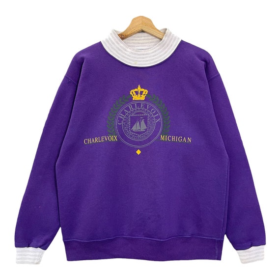 PICK!! Vintage 90s Charlevoix Michigan Crewneck Sweatshirt Charlevoix Michigan Sweater Charlevoix Michigan Big Logo Sweatshirt Size M