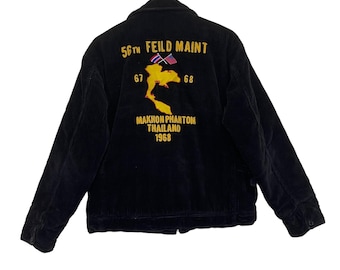 PICK! Vintage Feild Maint Makhon Phantom Thailand 1968 Big Logo Corduroy Zipper Jacket Size M