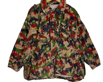 Pick!! Vintage 60s/70s Swiss Army Combat Heavyweight Jacket M83 Alpenflage Military Hooded Overcoat Jacket Size L