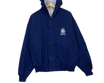 Suntory BOSS Coffee Varsity Bomber Jacket Snap Button Wool