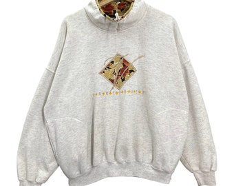 Vintage 90’s Vancouver Canada Halfzip Sweatshirt Vancouver Canada Sweater Vancouver Canada Embroidered Pullover Sweatshirt Baggy Size M