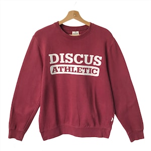 Pick!! Vintage Discus Athletic Crewneck Sweatshirt Discus Sweater Discus Athletic Big Logo Pullover Crewneck Sweatshirt Maroon Color Size M