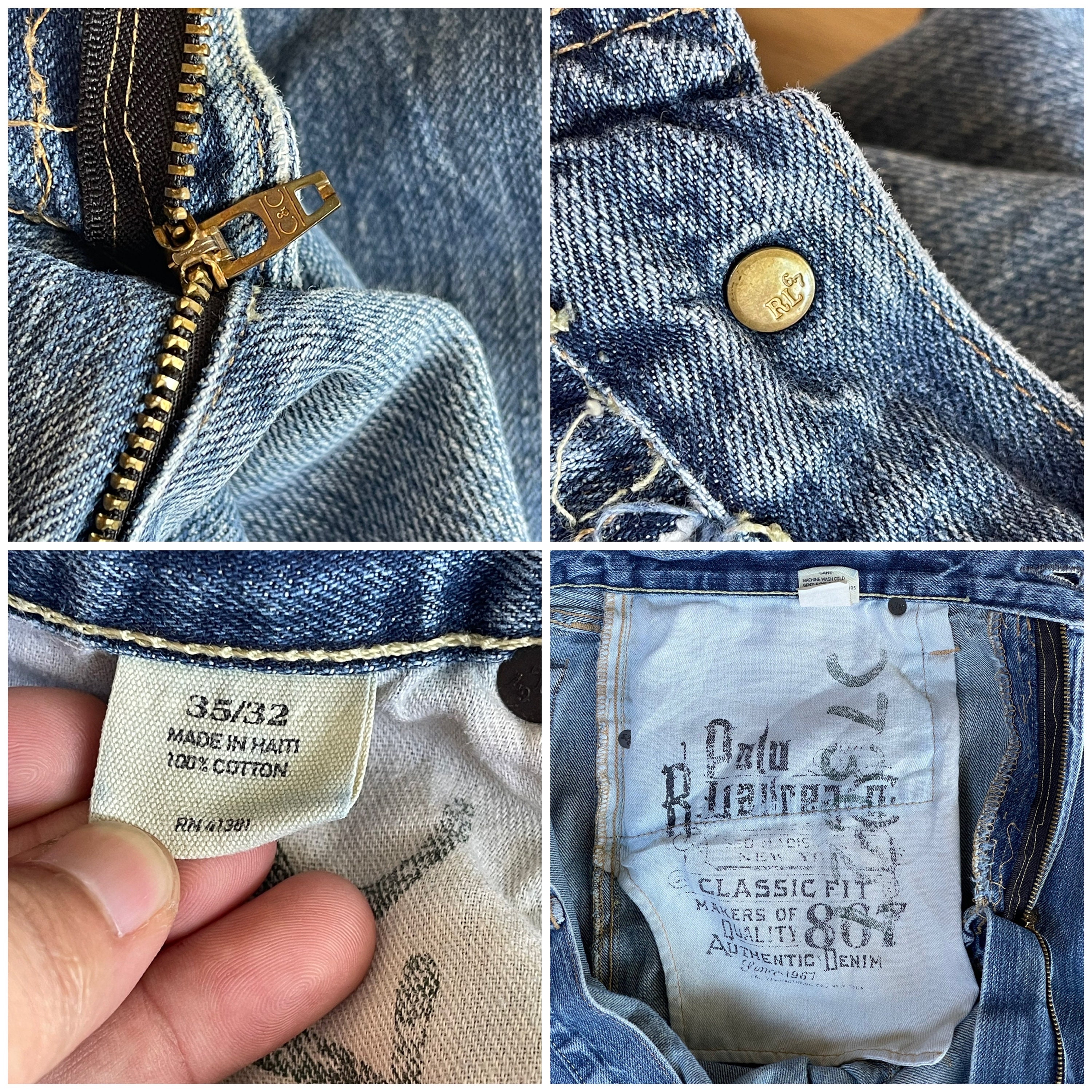Pick!!vintage Ralph Lauren Faded Dirty Blue Jeans Polo Ralph
