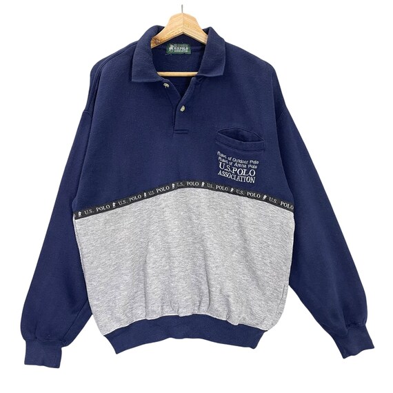 Vintage 90s Us Polo Collar Sweatshirt 