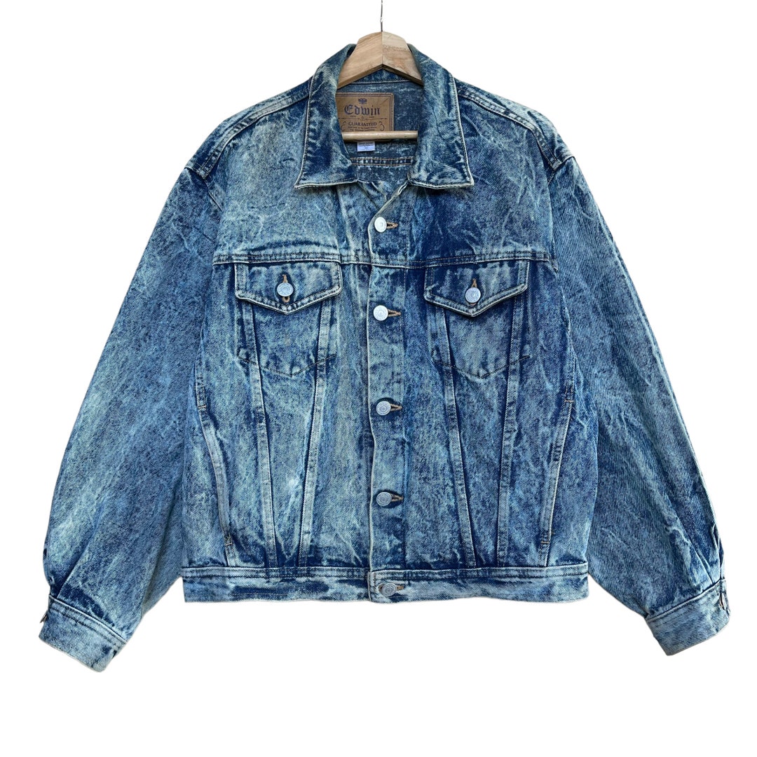 RARE!! Vintage 90s Edwin Acid Wash Trucker Denim Jacket Edwin Acid