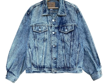 RARE!! Vintage 90s Edwin Acid Wash Trucker Denim Jacket Edwin Acid Wash Jacket Edwin Trucker Edwin Vintage Denim Size M
