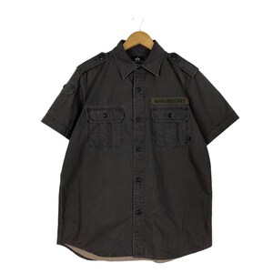 Pick!! Alpha Industries Olive Green Cotton Blend Shortsleeve Shirt Size M