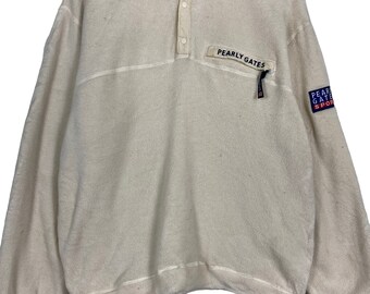 PEARLY GATES - chiecolate  Pearly Gates XL Polo Shirt Bicolor Border Dot Check