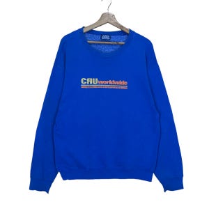 Vintage 90&#39;s Cool Rider Utilities Made In Usa Crewneck Sweatshirt CRU Surfing Sweater Cru Surfing Big Logo Crewneck Sweatshirt Size M