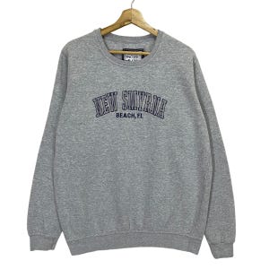 Pick!! Vintage New Smyrna Beach Florida Big Logo Crewneck Sweatshirt Size M