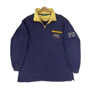 PICK!! Vintage 90s Polo Club Halfzip Sweatshirt Polo Club Sweater Polo Club Embroided Small Logo Halfzip Sweatshirt size L