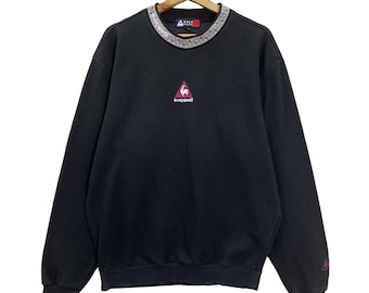 KIES !! Vintage sweatshirt met Le Coq Sportif Center-logo ronde hals Le Coq Sportif trui Le Coq Sportif Center-logo trui sweatshirt maat M