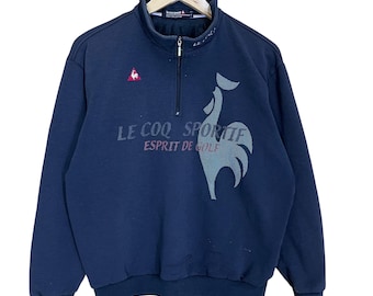 PICK!! Vintage Le Coq Sportif Halfzip Sweatshirt Le Coq Sportif Sweater Le Coq Sportif Golf Collection Big Logo Halfzip Sweatshirt Size M