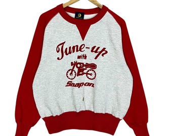 ¡Elige! Sudadera vintage de los 90 Tune Up con logo grande de Snap On, cuello redondo, marca Snap On Racing, talla mediana.