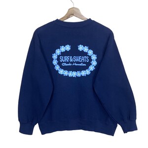 Sudadera hawaiana clásica de cuello redondo con logo grande de Surf & Sweats de los años 90, estilo holgada, talla S