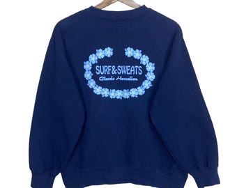 Vintage 90s Surf&Sweats Classic Hawaiian Crewneck Sweatshirt Surf and Sweats Classic Hawaiian Big Logo Crewneck Sweatshirt Baggy Size S