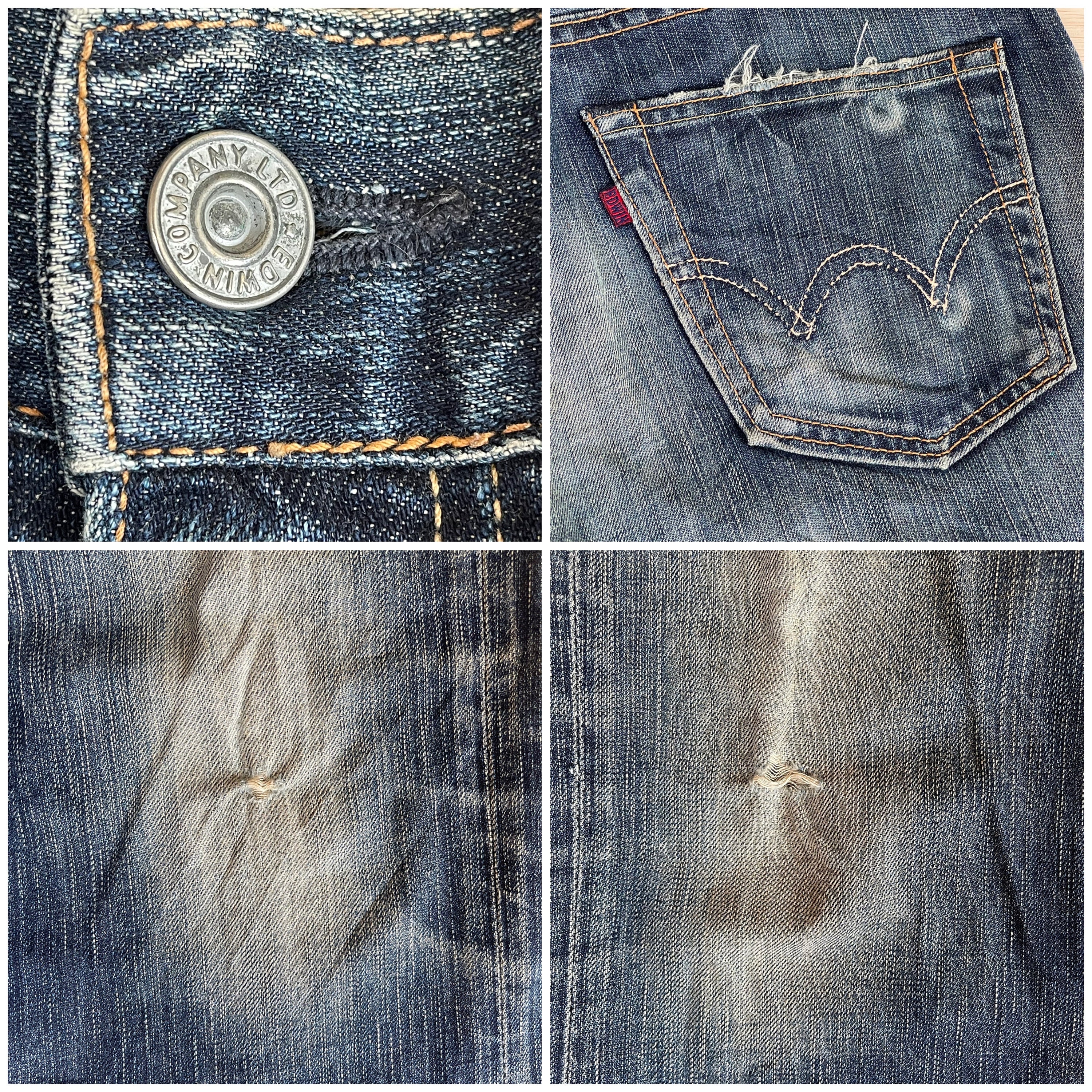 PICK!! Vintage Edwin 511 RV Rebel Vintage Distressed Denim Jeans 