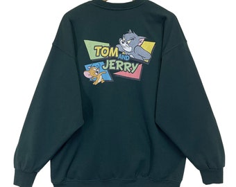 Pick!! Tom and Jerry Crewneck Sweatshirt Tom and Jerry Sweater Tom and Jerry Big Logo Printed Crewneck Sweatshirt Size L