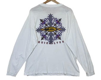 Pick!! Vintage 90s Quiksilver Big Logo Longsleeve Shirt Quiksilver Longsleeve Quiksilver Big Back Logo Longsleeve Shirt Size M