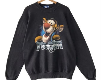 Pick!! Vintage 90s Tigger Crewneck Sweatshirt Tigger Sweater Tigger Big Logo Printed Crewneck Sweatshirt Size M