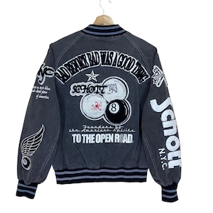 Pick!! Vintage Schott Bad Before Bad Was A Good Thing 8Ball Big Logo Embroidered Varsity Jacket Size Small