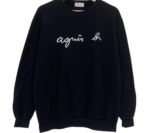 Pick!! Vintage 90s Agnes B Crewneck Sweatshirt Agnes B Sweater Agnes b Big Logo Crewneck Sweatshirt Size M