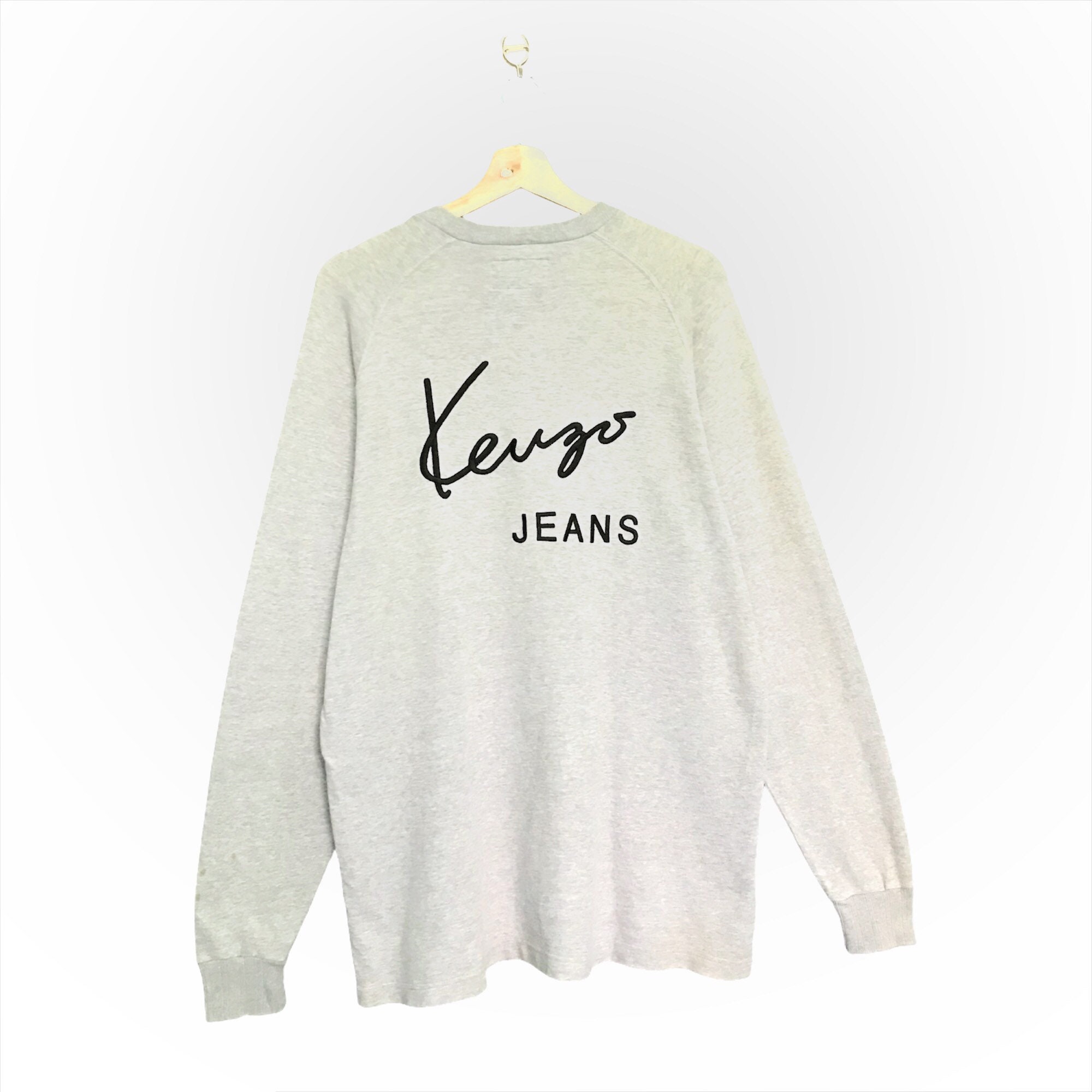 PICK!!Vintage Kenzo Back Big Back Logo Embroidered Long Sleeve Kenzo Jeans Sweater Kenzo Jeans Spellout Pullover Sweatshirt Size L