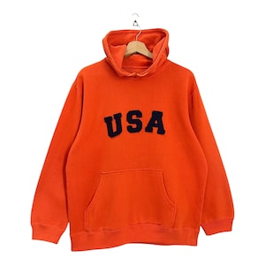 PICK!! USA Crewneck Hoodies Usa Sweater Usa Spellout Big Logo Embroidered Pullover Hoodies Size L