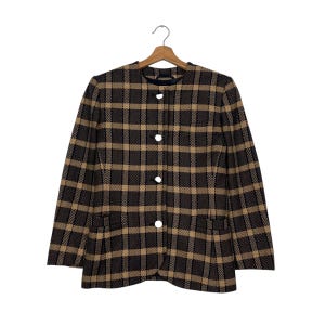 PICK!! Vintage Aquacustum Check Button Jacket Aquacustum Nova Check Women Jacket Size M