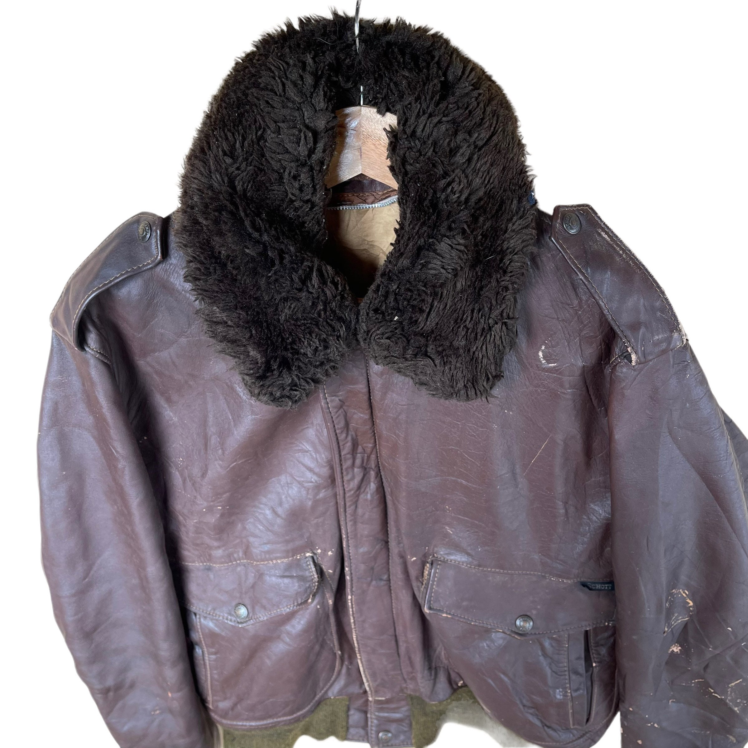 Pick!! Vintage 70s SCHOTT BROS Type A2 Leather Flight Jacket