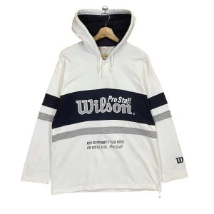 Pick!! Vintage 90s Wilson Pullover Hoodie Wilson Sweater Wilson Big Logo Embroidered Crewneck Hoodie Size M
