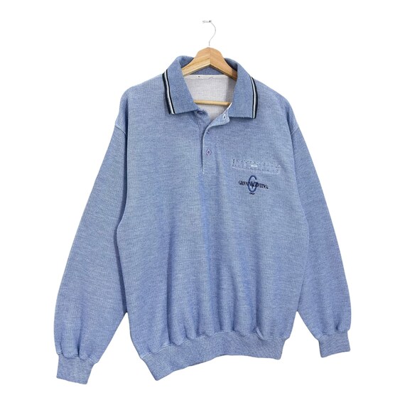 90's ジャンニバレンチノ　ロゴ刺繍　おり柄　ポリエステルシャツ　激レア 90's GIANNI VALENTINO ロゴ刺繍 ノーカラー レトロシャツ