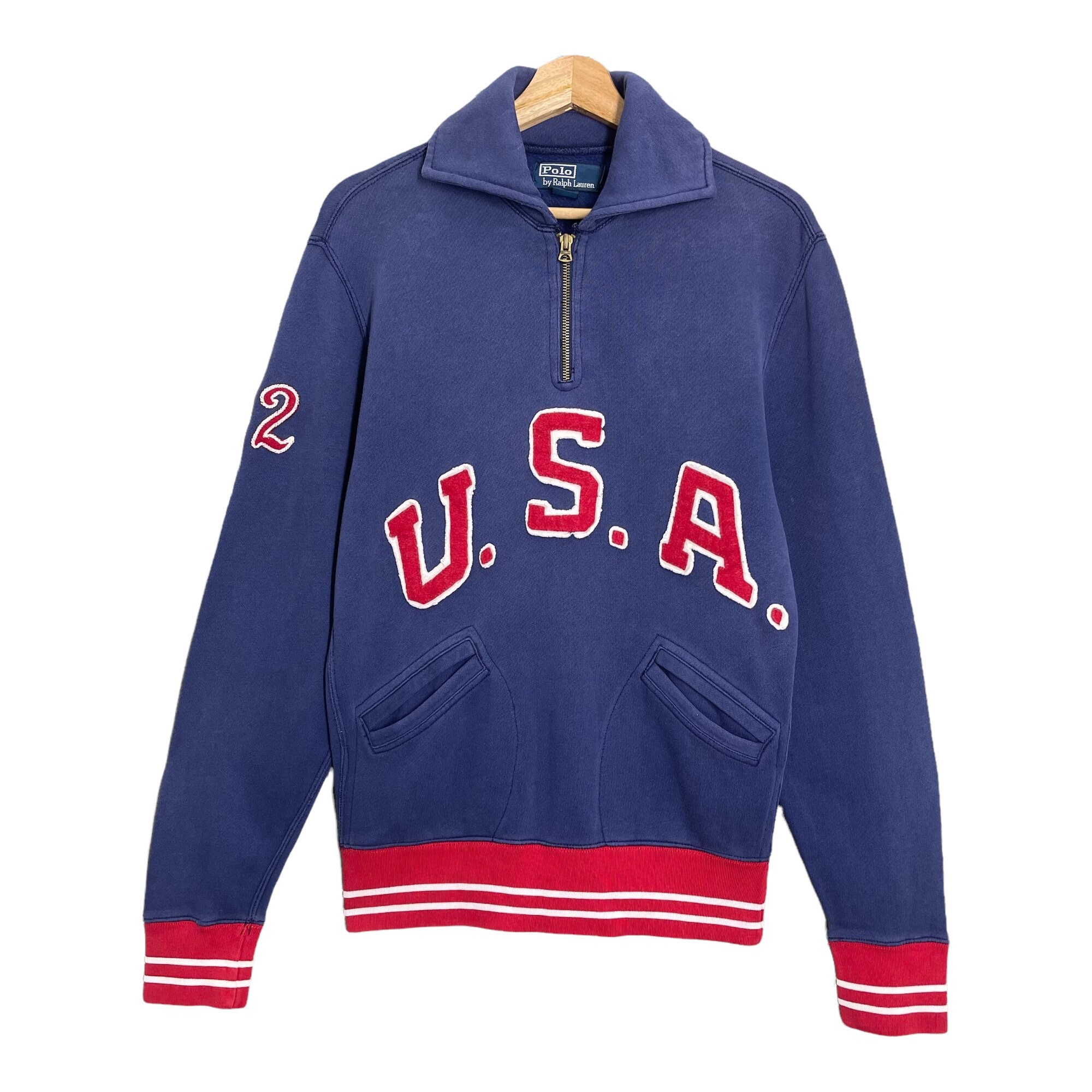 PICK!! Vintage 90s Ralph Lauren Usa Halfzip Sweatshirt Polo Usa