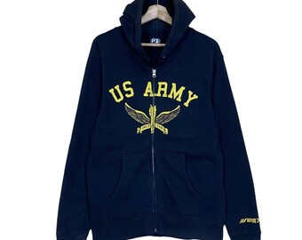 Pick!! Vintage Avirex Us Army Zipper Hoodies Avirex Usa Sweater Avirex Us Army Big Logo Fullzip Hoodies Size M