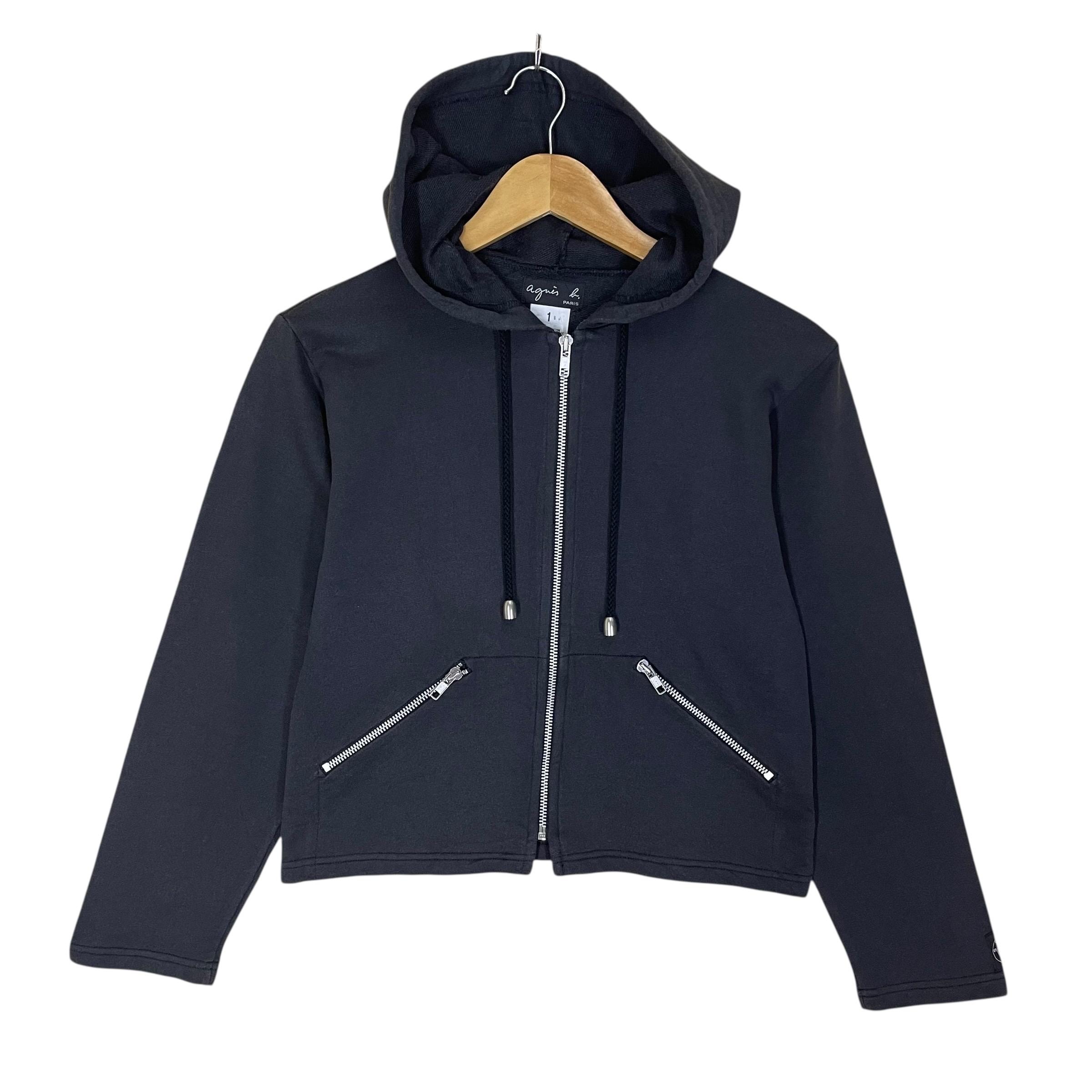 トップス 00s agnes b. homme zip hoodie archive Vintage Agnes B Paris Blue Basic Blank Luxury Women 2 Size Snap