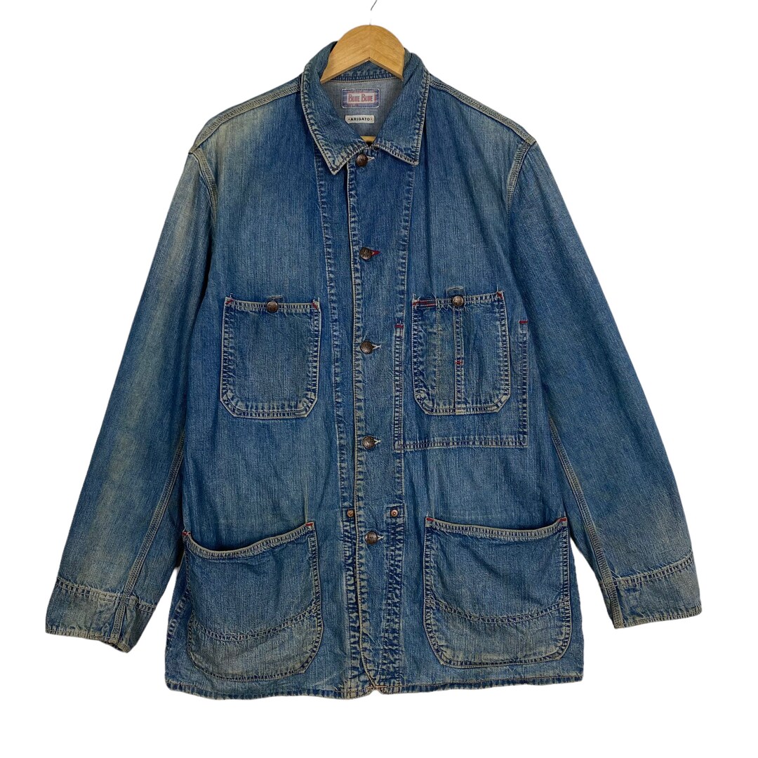 Pick!! Vintage 90s Blue Blue Arigato HR Market Denim Jacket Blue