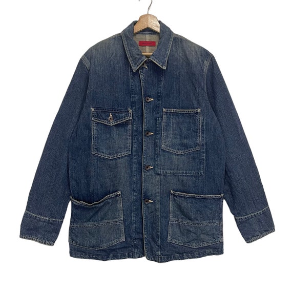 ジャケット・アウター Denim Jacket & Double Knee Denim Pants PICK!! Vintage 90s Edwin 503 Rebel Chore Denim Jacket Size M